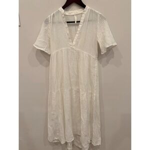 Women's White Maxi Dress - Lightweight V-Neck
